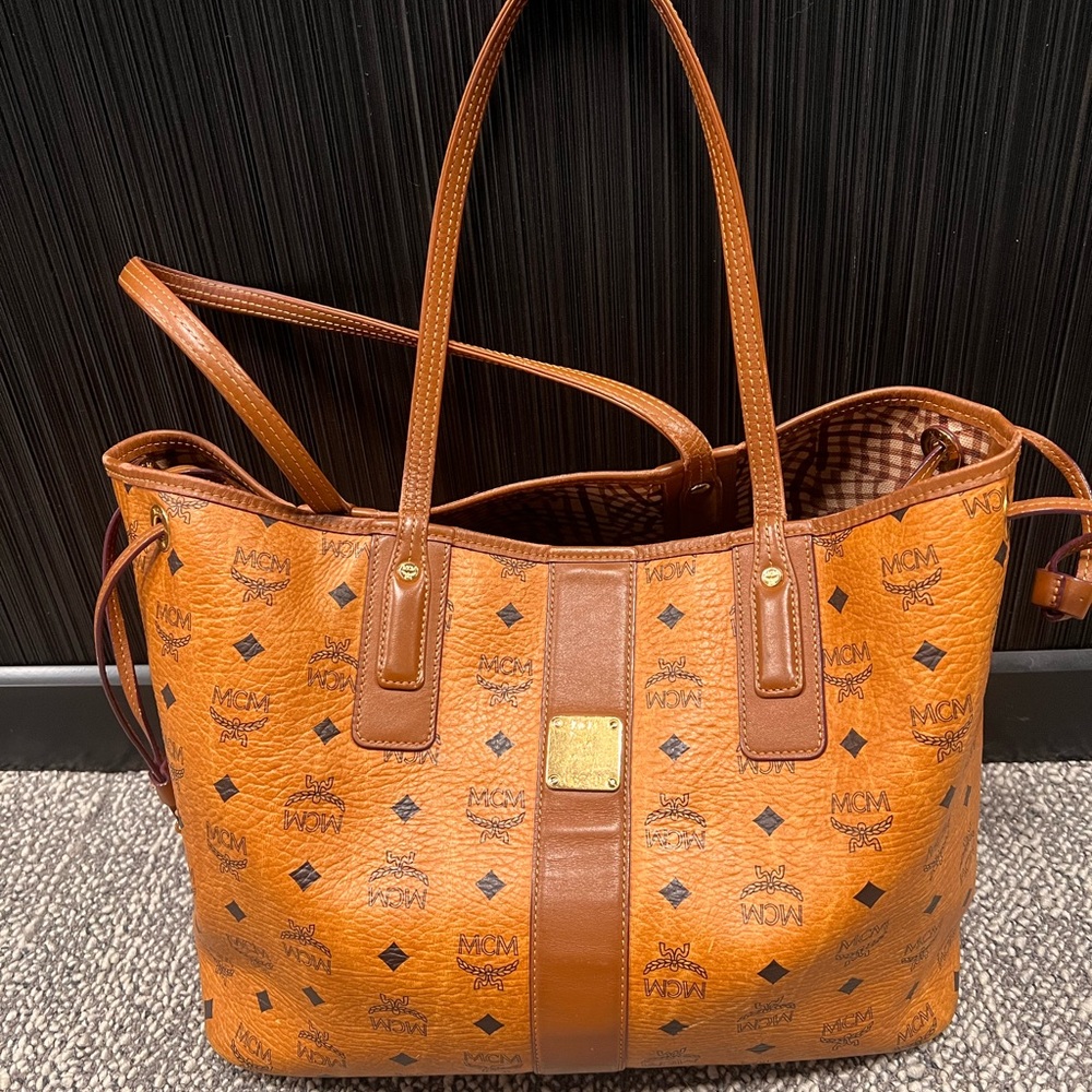 MCM Brown Logo Tote Bag